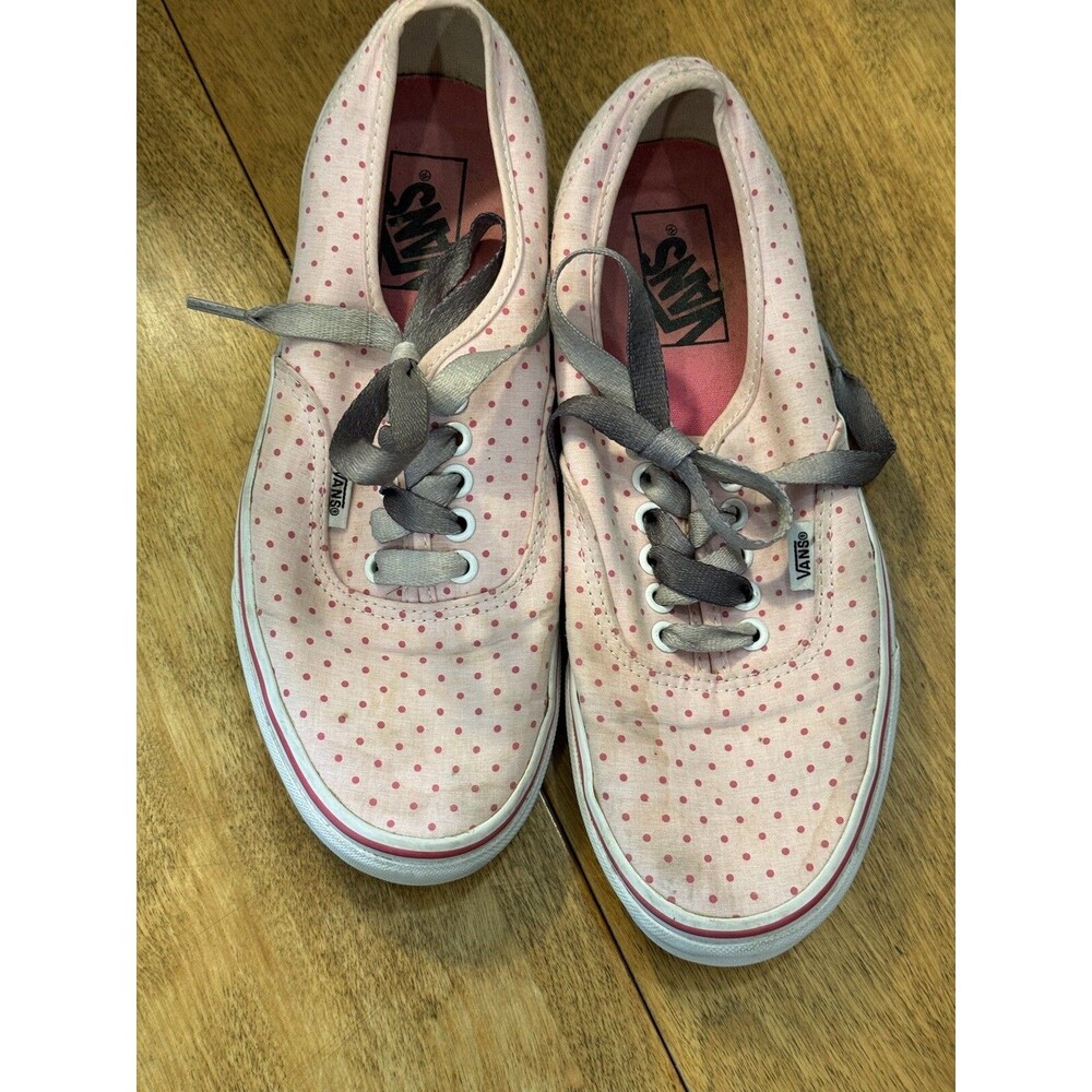 Vans Off The Wall Pink wHot Pink Polka Dots Low Top Mens 7.5 Womens 9 Distressed